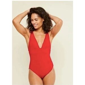 Andie The Sardinia Cherry Red Long Torso One Piece Swimsuit Size ST